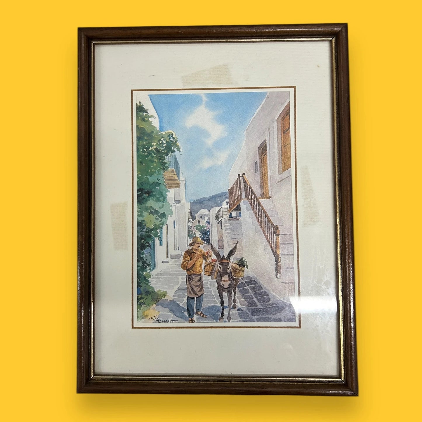 Vintage 1970s Italian watercolour painting