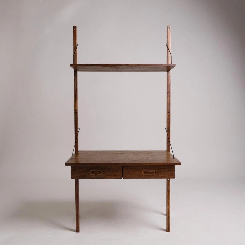 Mid Century Modern Danish Ladderax Style Floating Desk Shelf | Wall Mounted Modular Unit