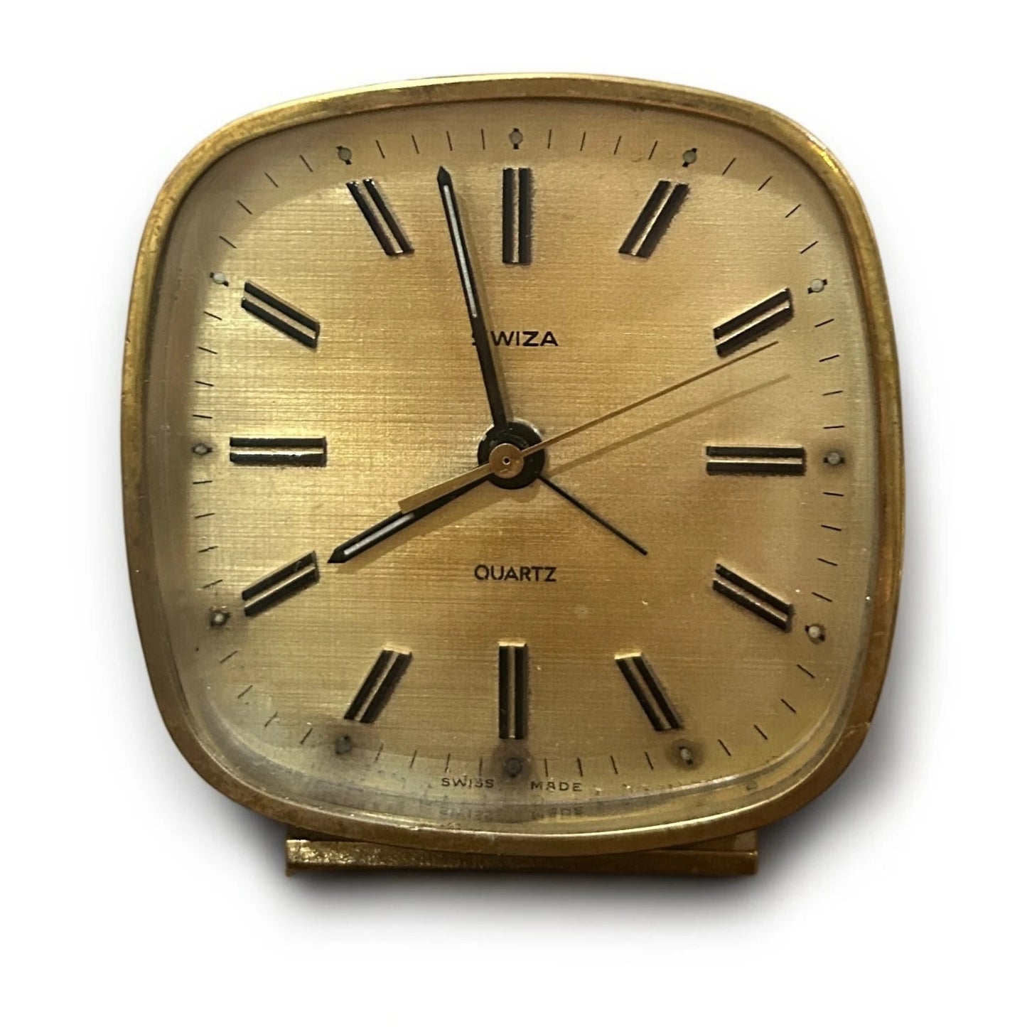 Vintage 1970s Swiza Brass Alarm Clock