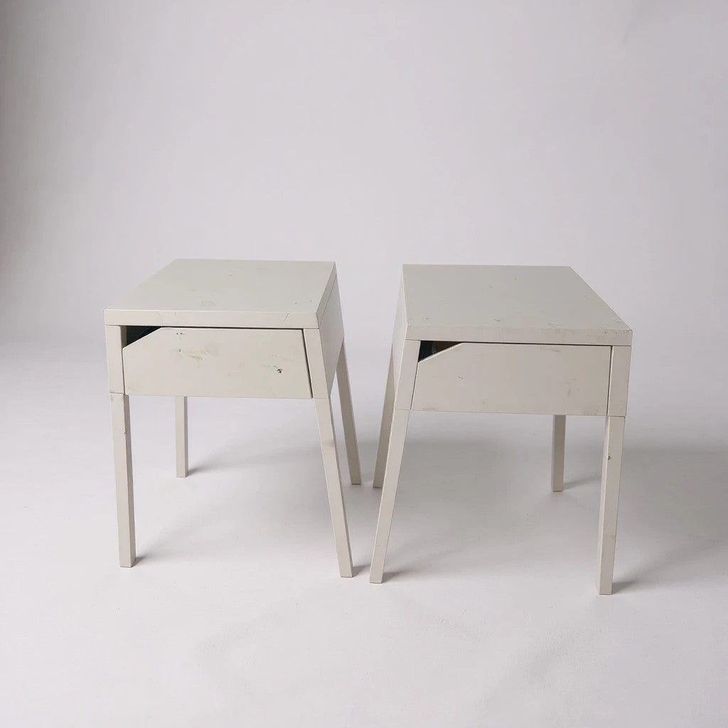 Pair of IKEA Metal Bedside Tables – Minimalist Modern Nightstands