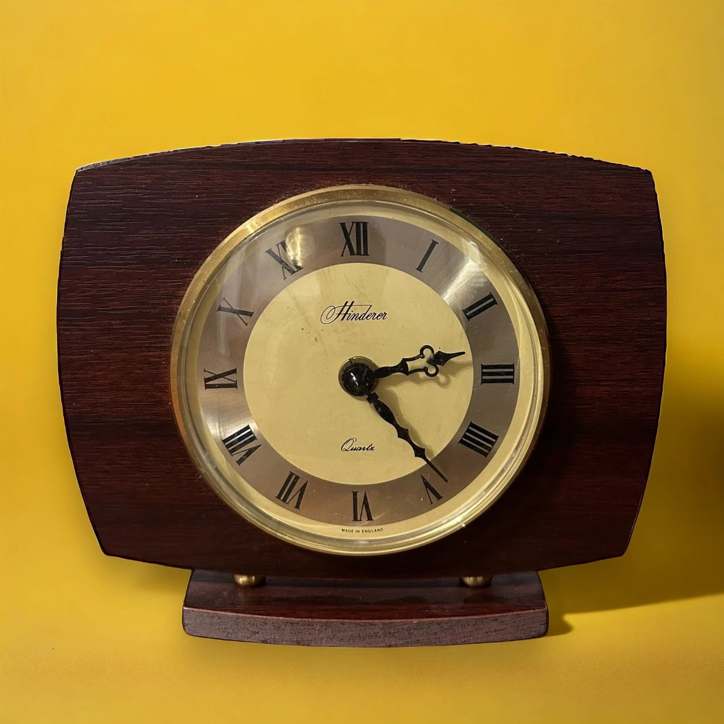 Vintage 1980s Dark Brown Mantel Clock