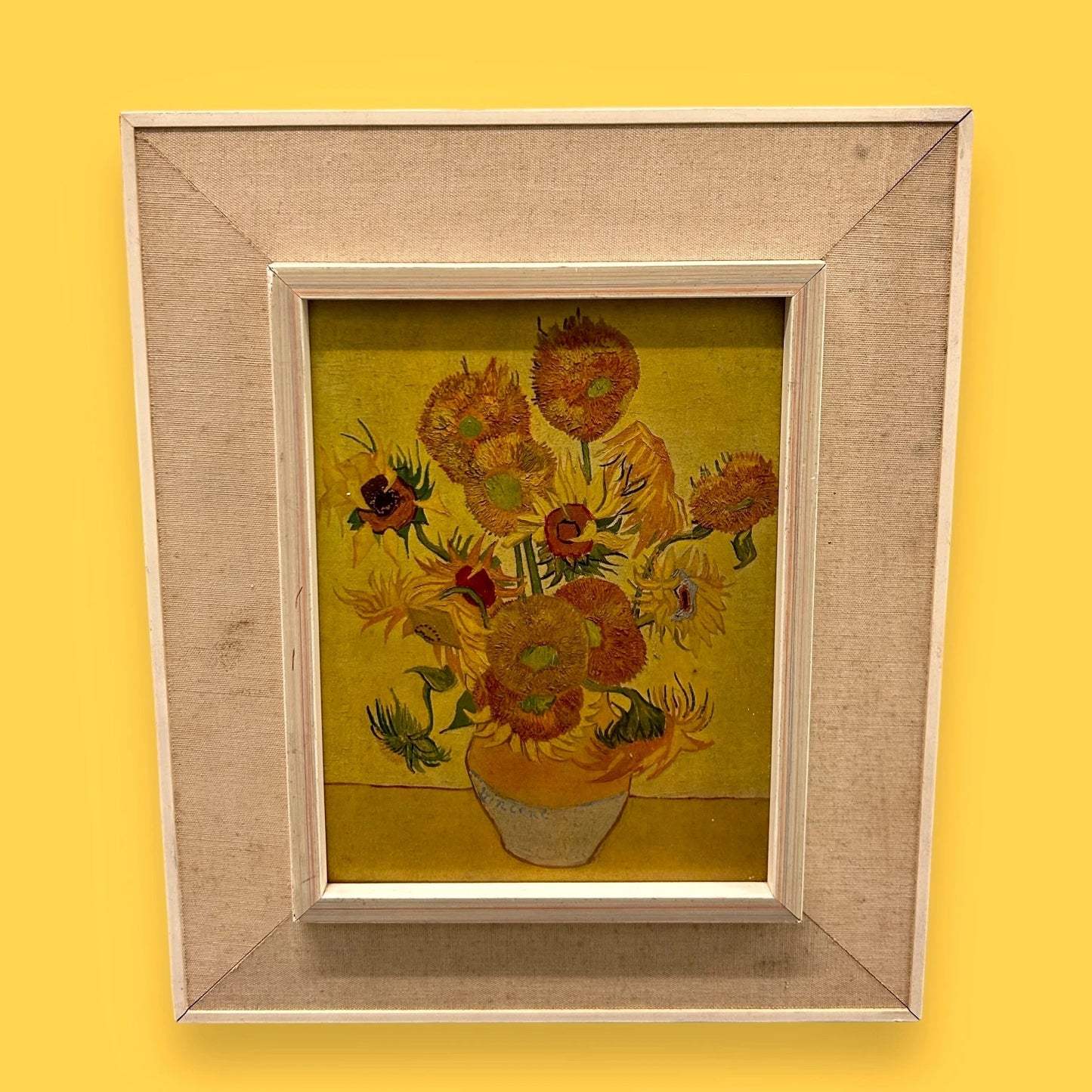 Vintage 1970s Vincent Van Gogh Sunflowers Framed Art