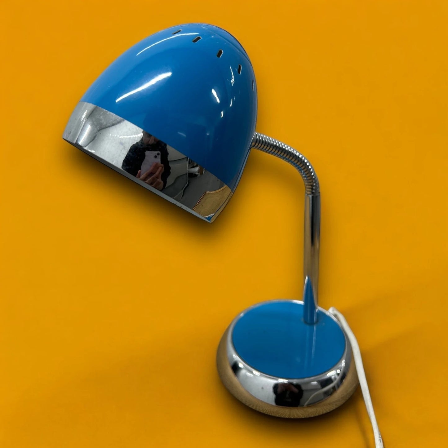 Vintage 90s Blue and Chrome Desk Lamp