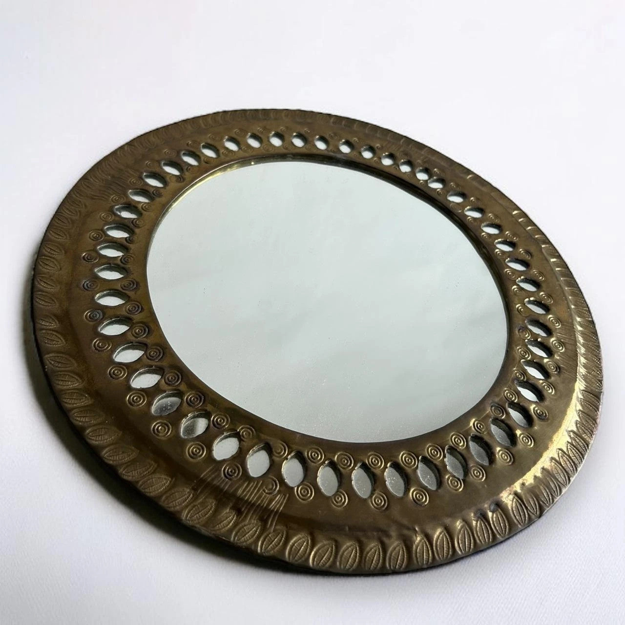 Mid Century Brass Round Moroccan Mirror