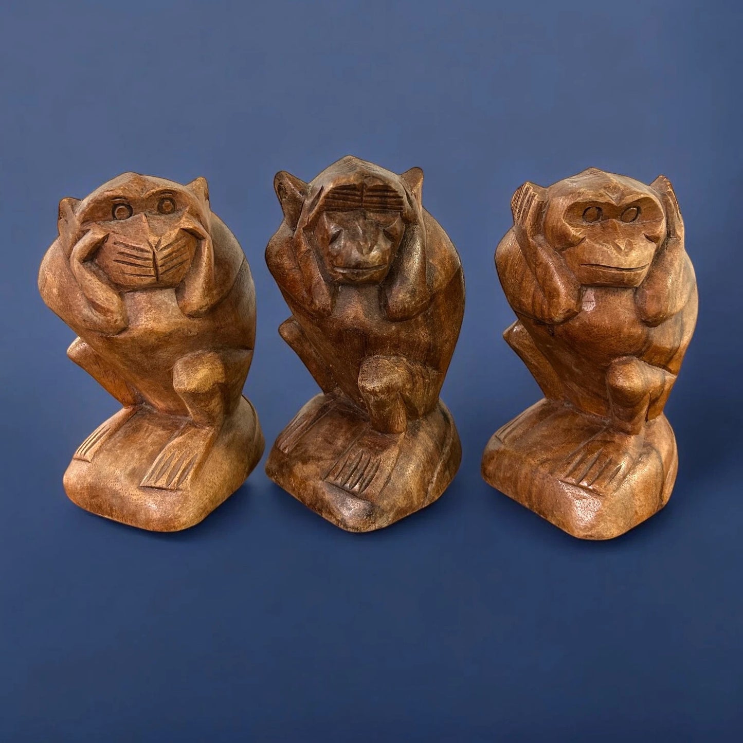 Mid Century three wise monkeys statues
