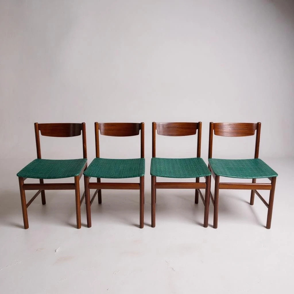 Mid Century Modern Rosewood Veneer Set of Four Dining Chairs