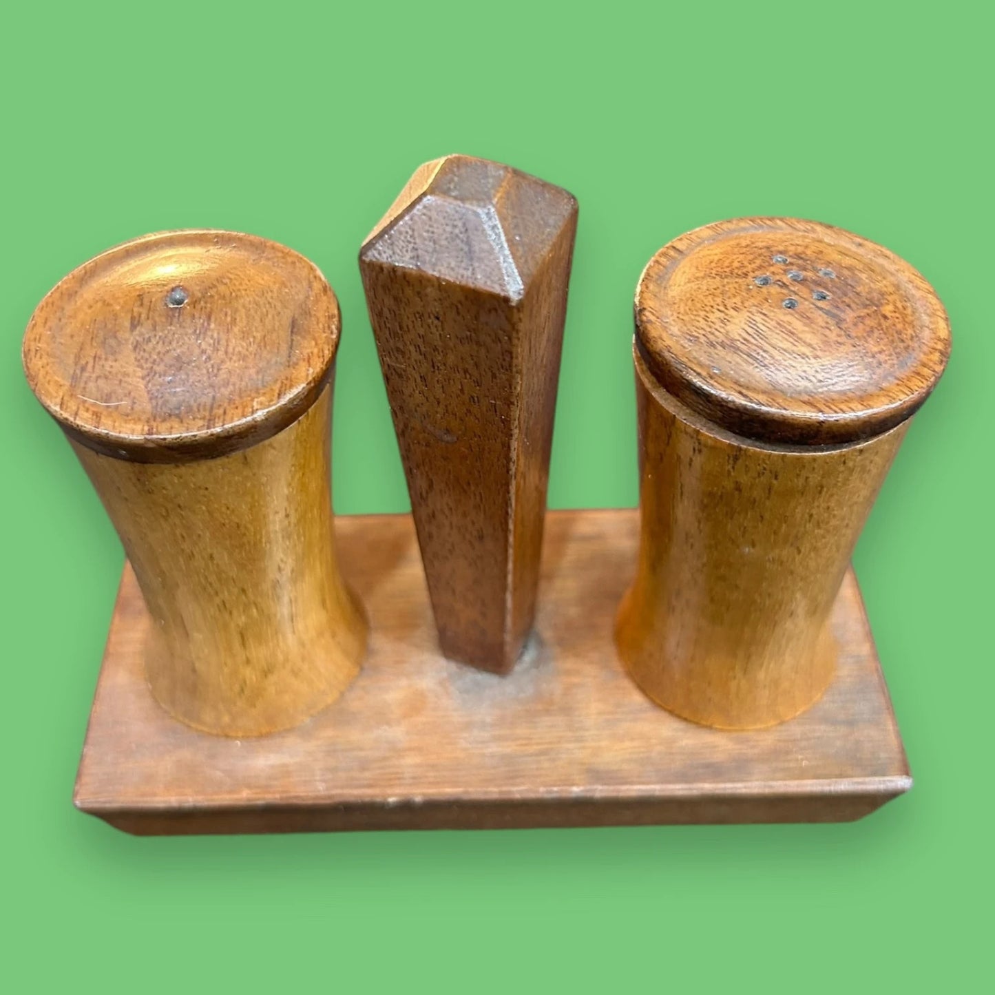 Mid Century Teak Salt and Pepper Cruet Set