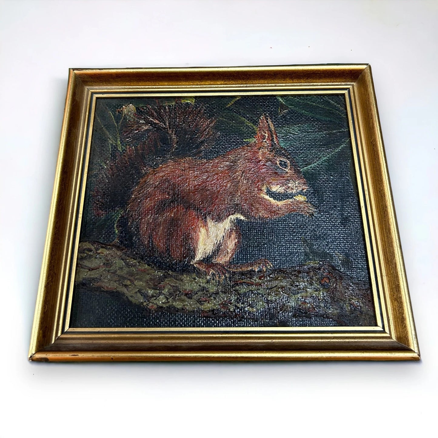 Vintage 1980s Squirrel Oil Painting