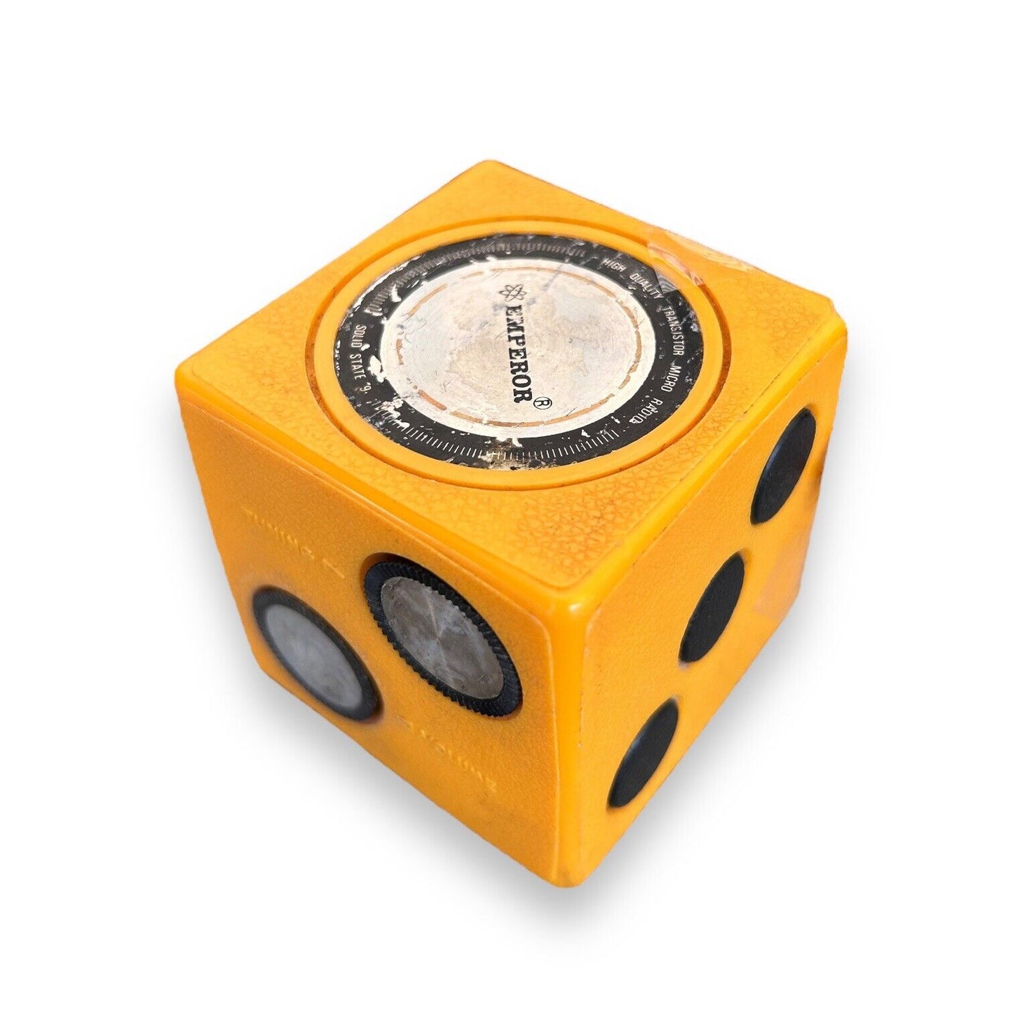 Vintage 1970s yellow emperor AM Radio Cube Dice radio