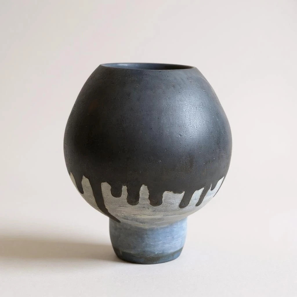 Mid Century Vintage Studio Pottery by Averil Ainley Glazed Drip Brutalist Vase