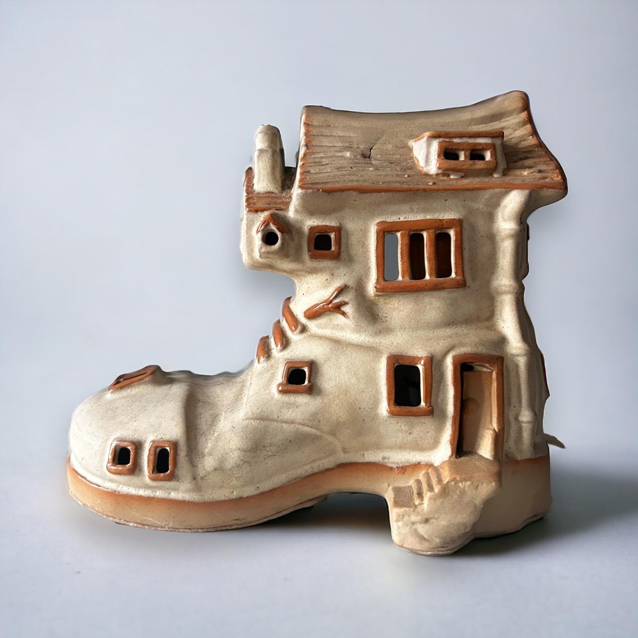Vintage 1970s Shelf Pottery Boot Lamp