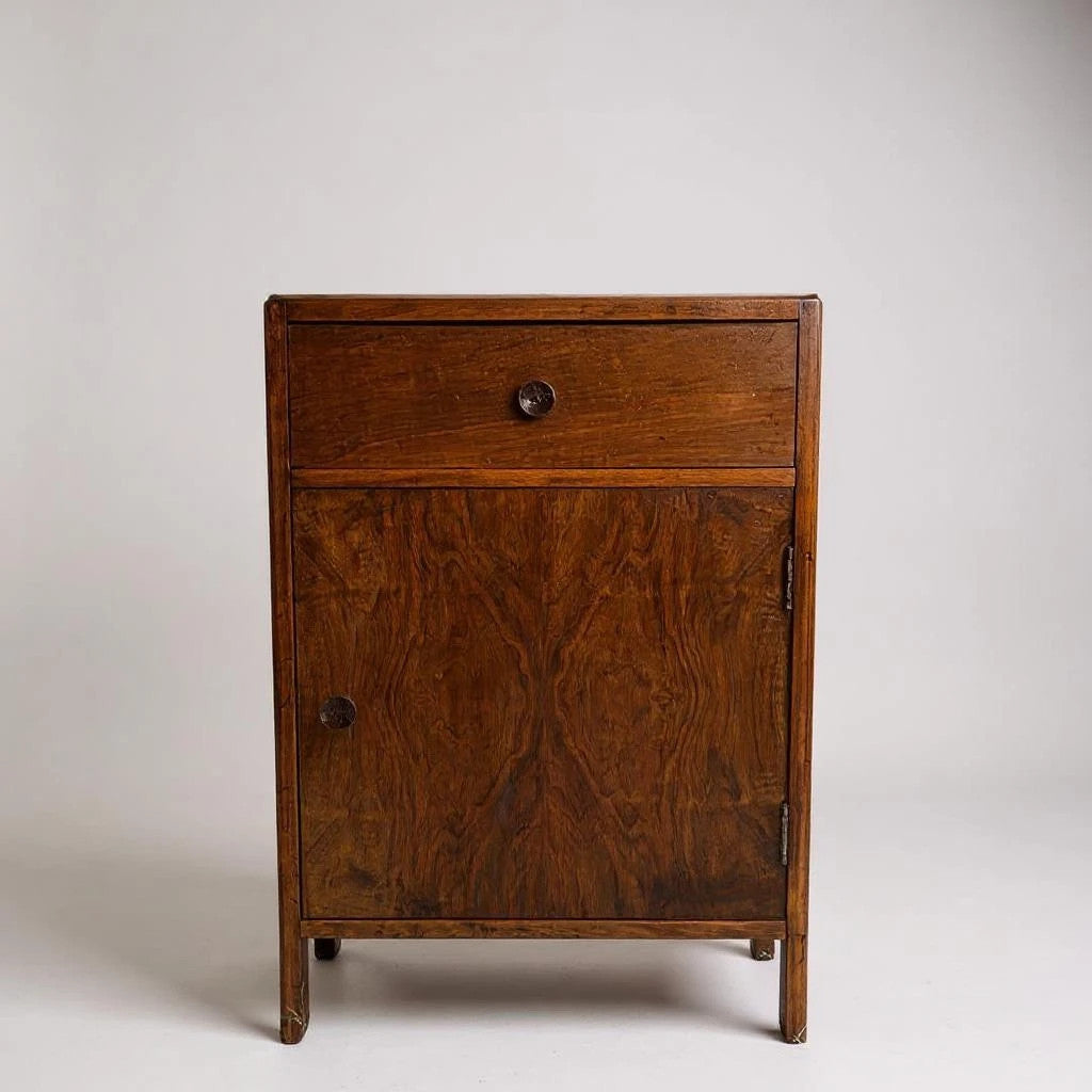 Vintage CC41 Art Deco Walnut Bedside Cabinet