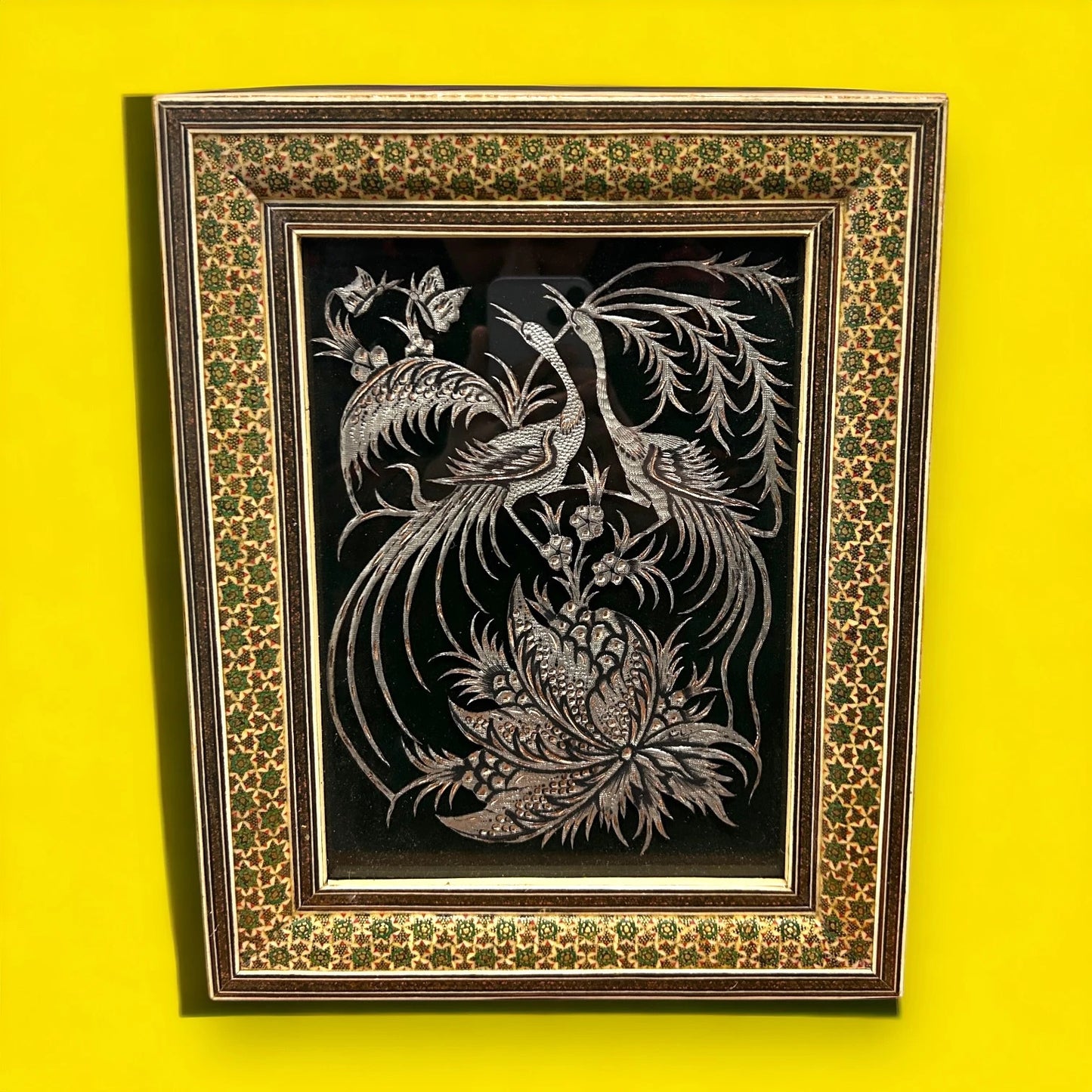 Vintage 1950s Persian mosaic copper art