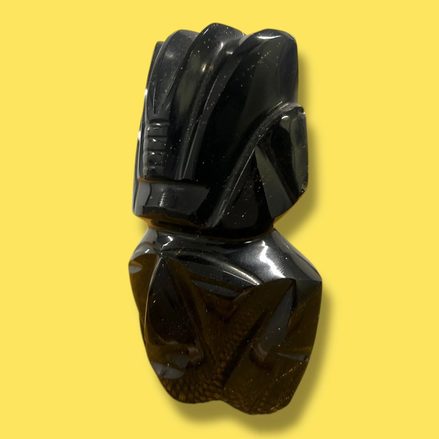 Vintage 1960s Aztec Carved Obsidian Statue