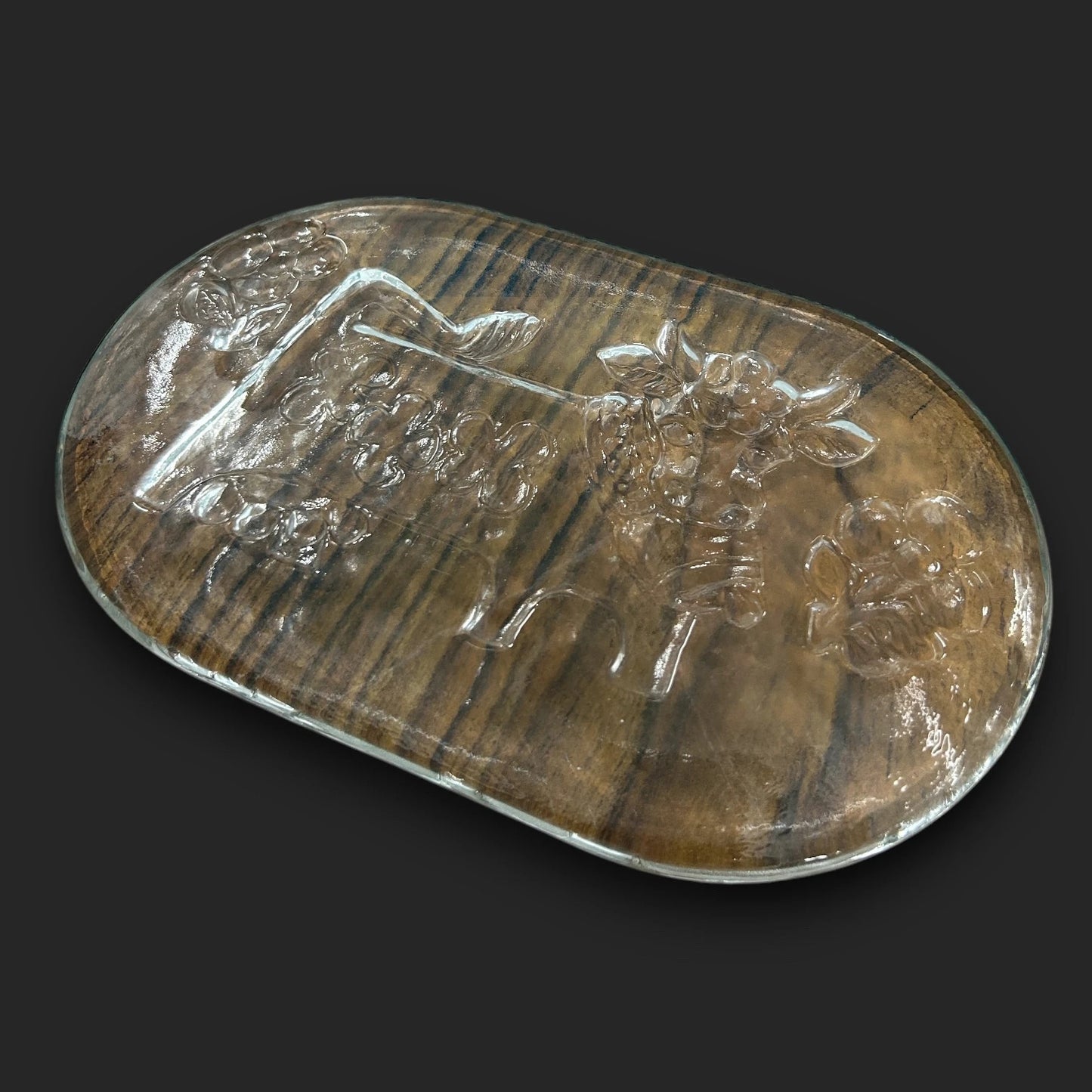 Mid Century Swiss Cow Glass Tray
