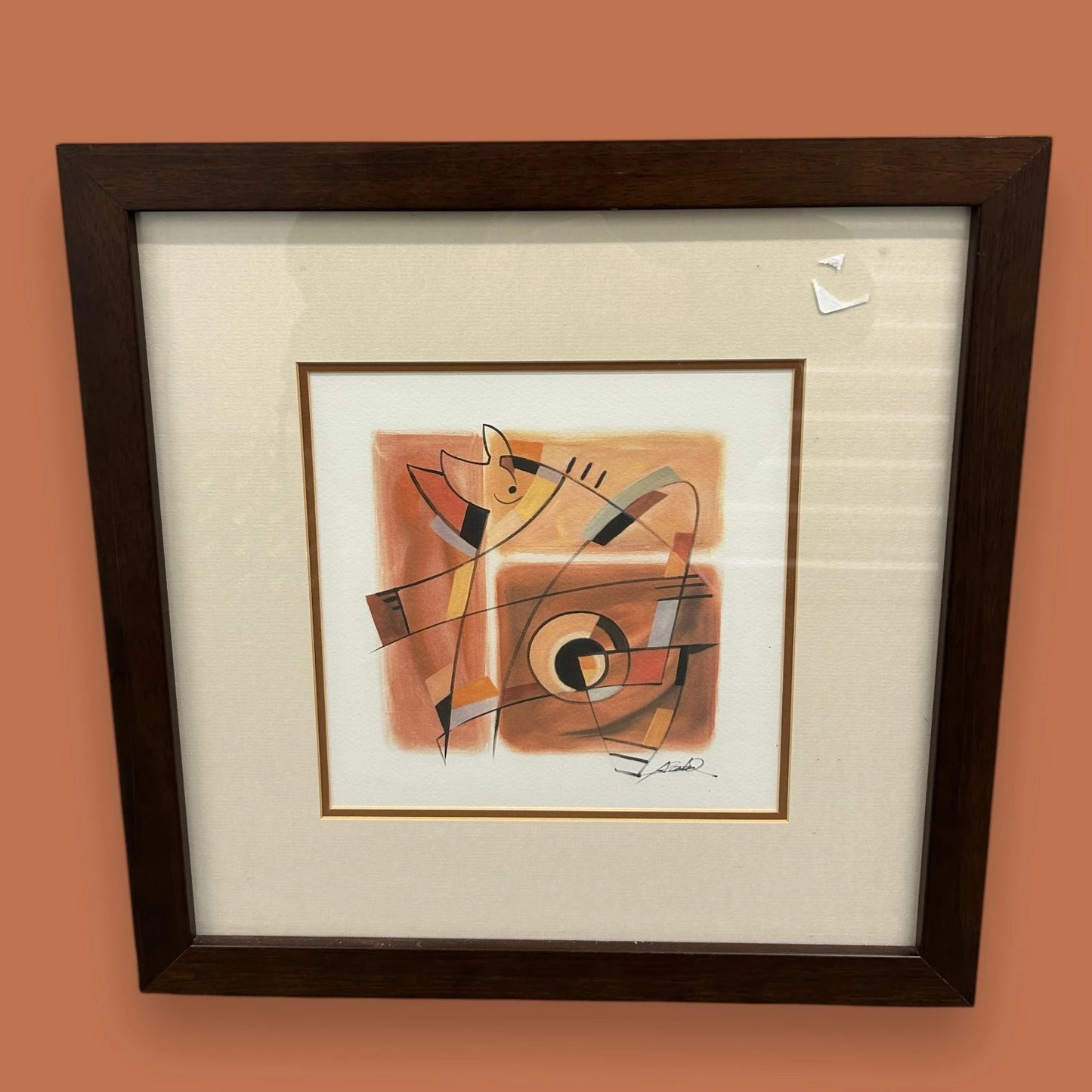 Vintage 1980s Gockel Abstract Framed Art