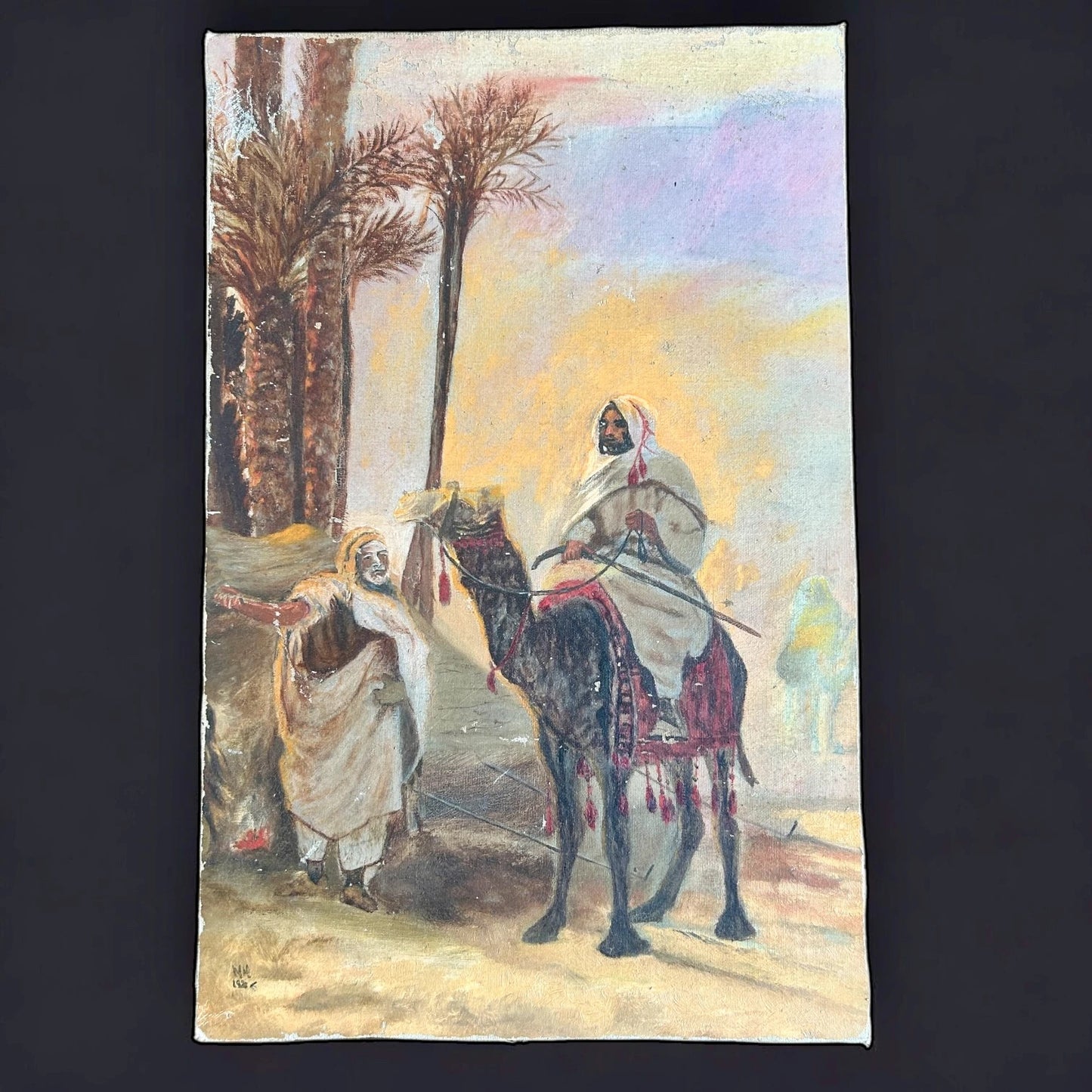 Vintage 1950s Middle Eastern oil painting