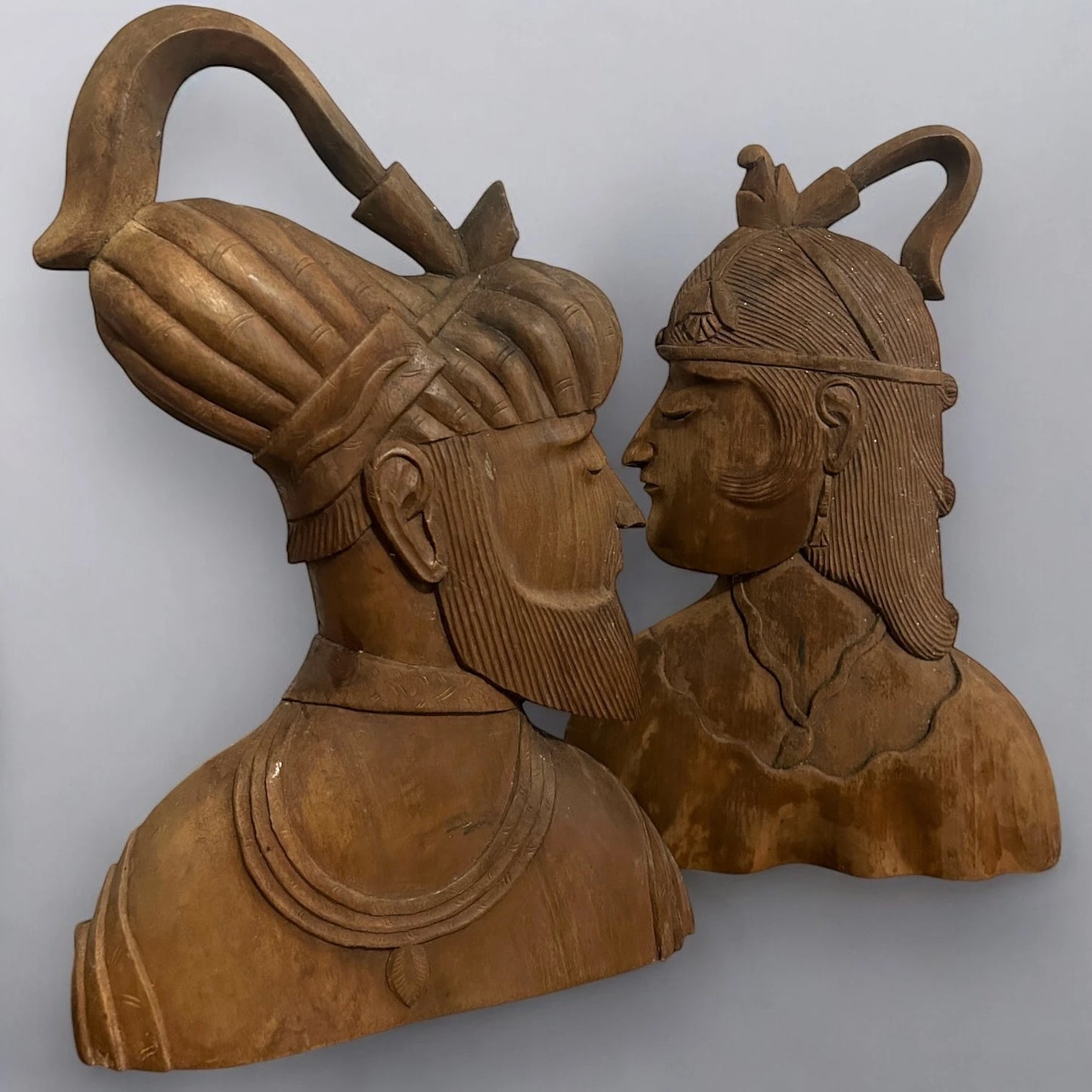 Mid Century Carved Wood Turkish Bookends