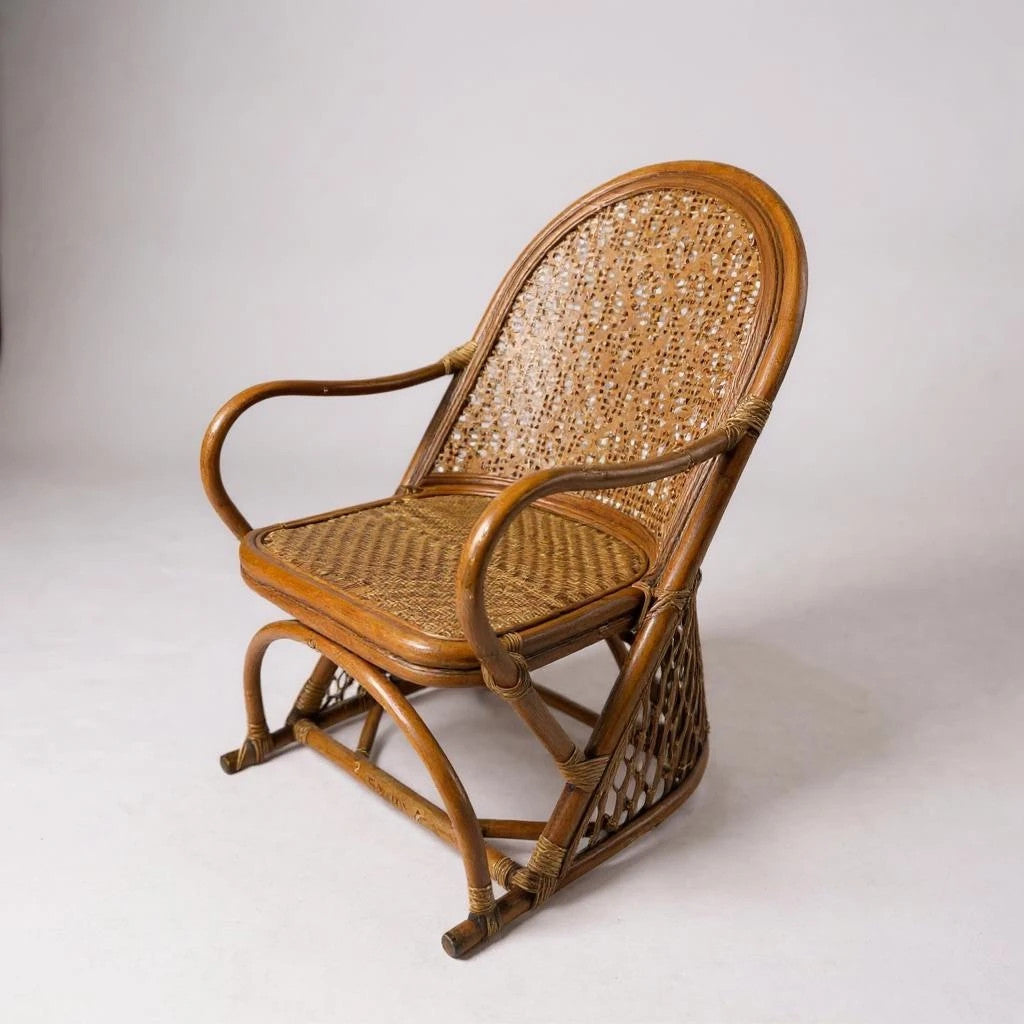Mid Century Modern Bamboo and Rattan Farmhouse Lounge Armchair