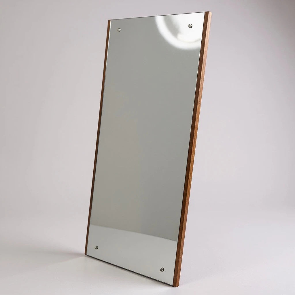 Mid Century Danish Teak Wall Mirror – Long Rectangular Vintage Mirror