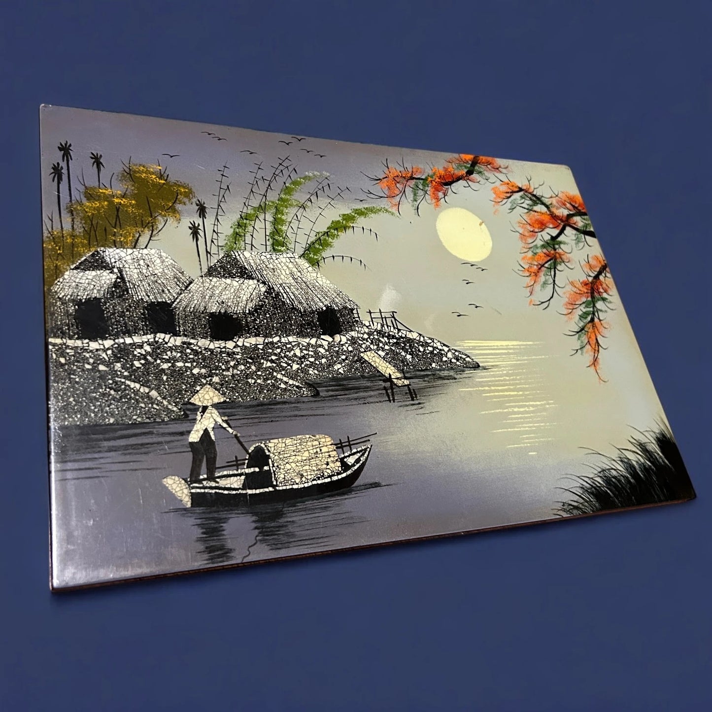 Mid Century Vietnamese Lacquer Painting