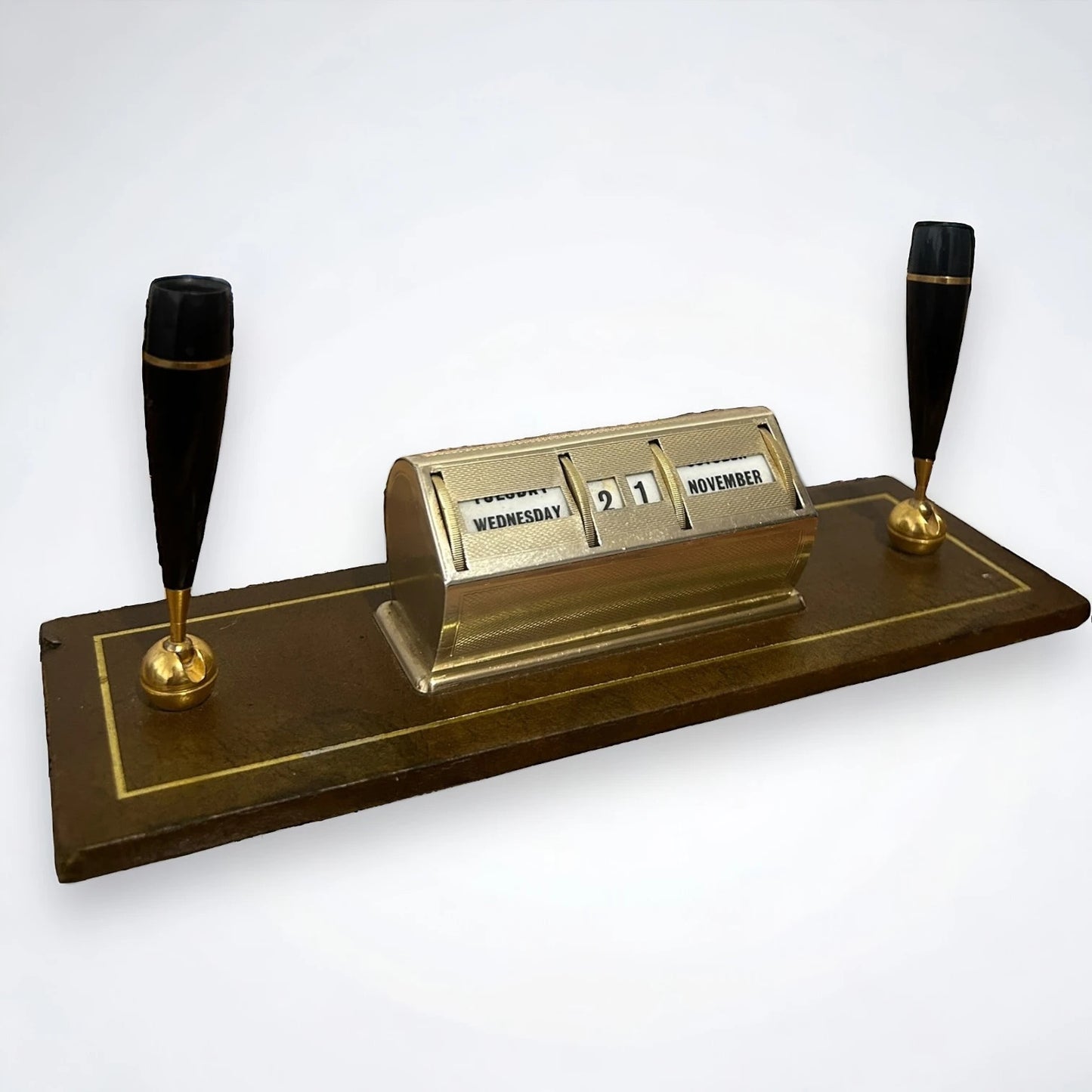 Mid Century Brass Perpetual Desk Calendar