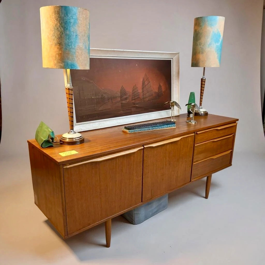 Mid Century Modern Morris Of Glasgow Teak Carved Wood Sideboard