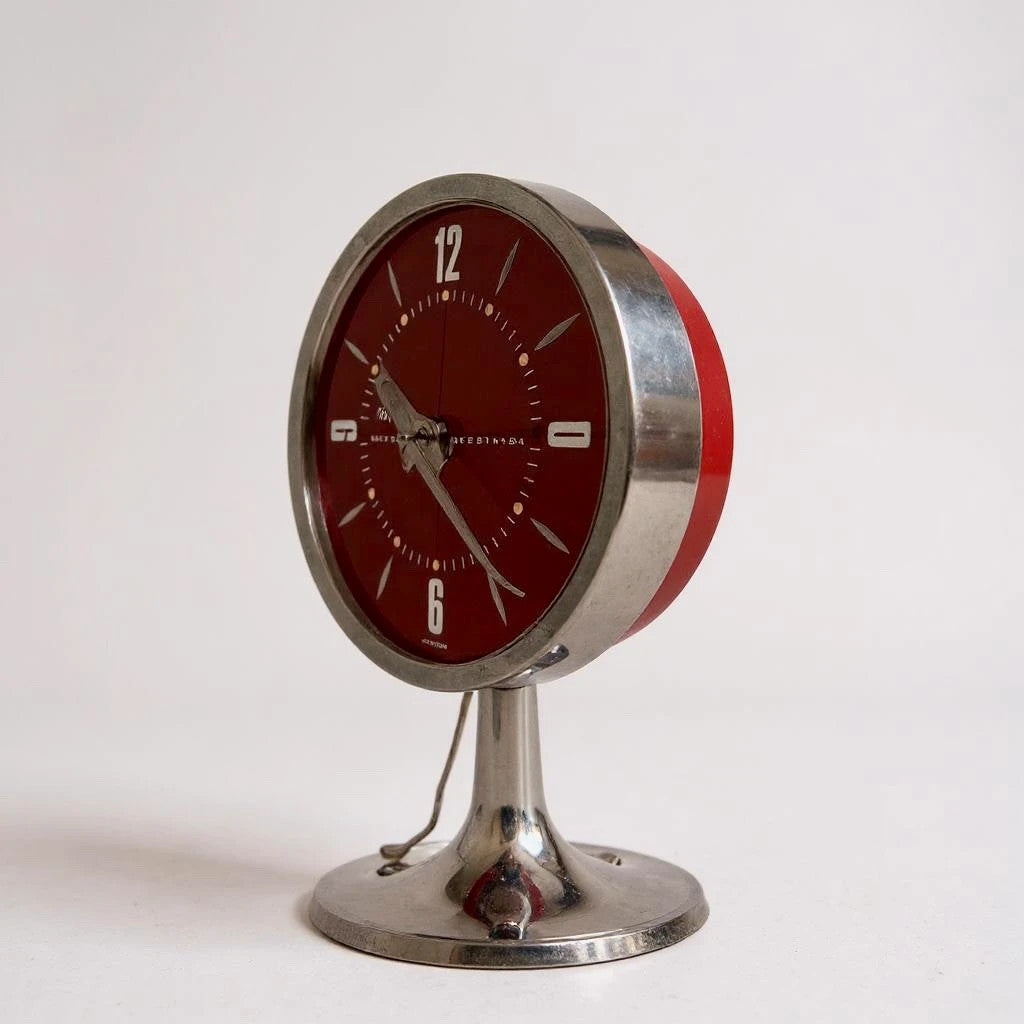 Mid Century Modern Space Age Red Big Ben Westclox Alarm Clock
