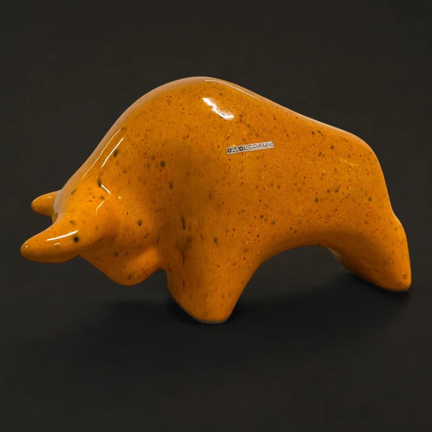 Mid Century Otto Keramik West German Lava Bull Sculpture