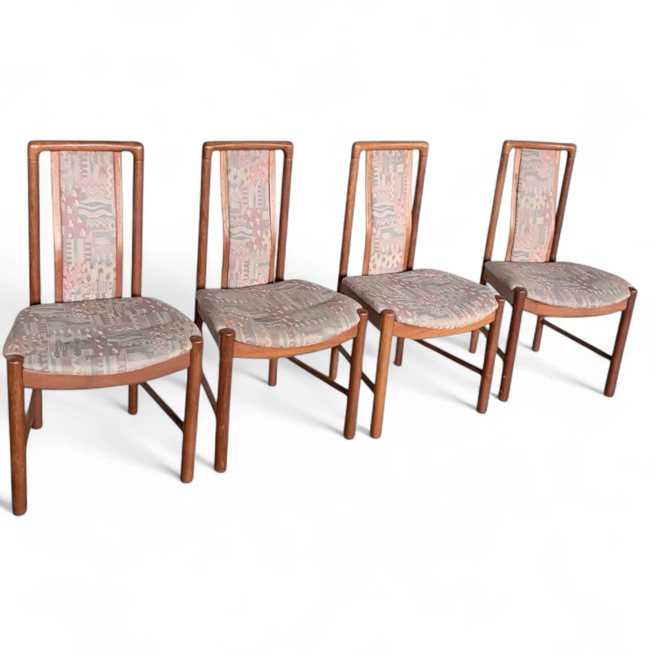 Set of Four Skovby Danish Dining Chairs | Solid Teak Frames with Original Paisley
