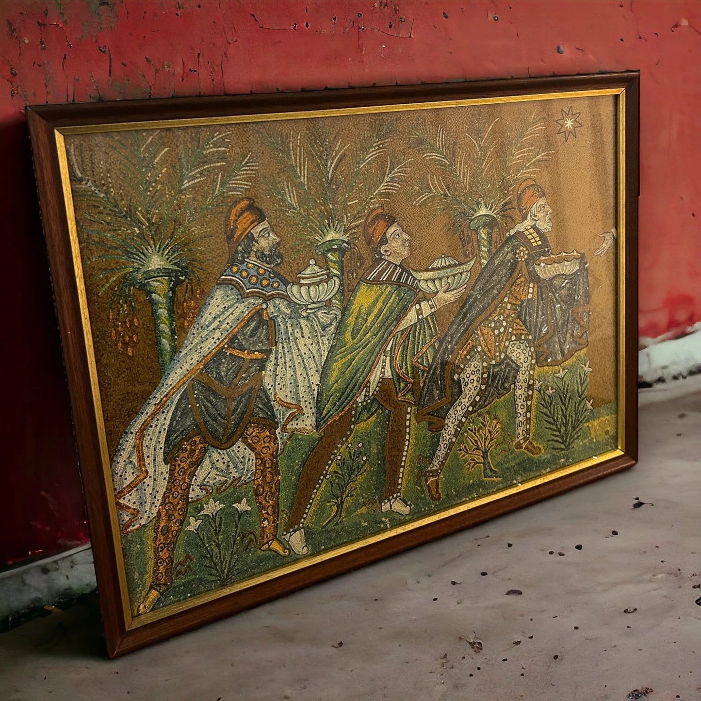 Vintage 1960s The Three Wise Men Italian Framed Picture
