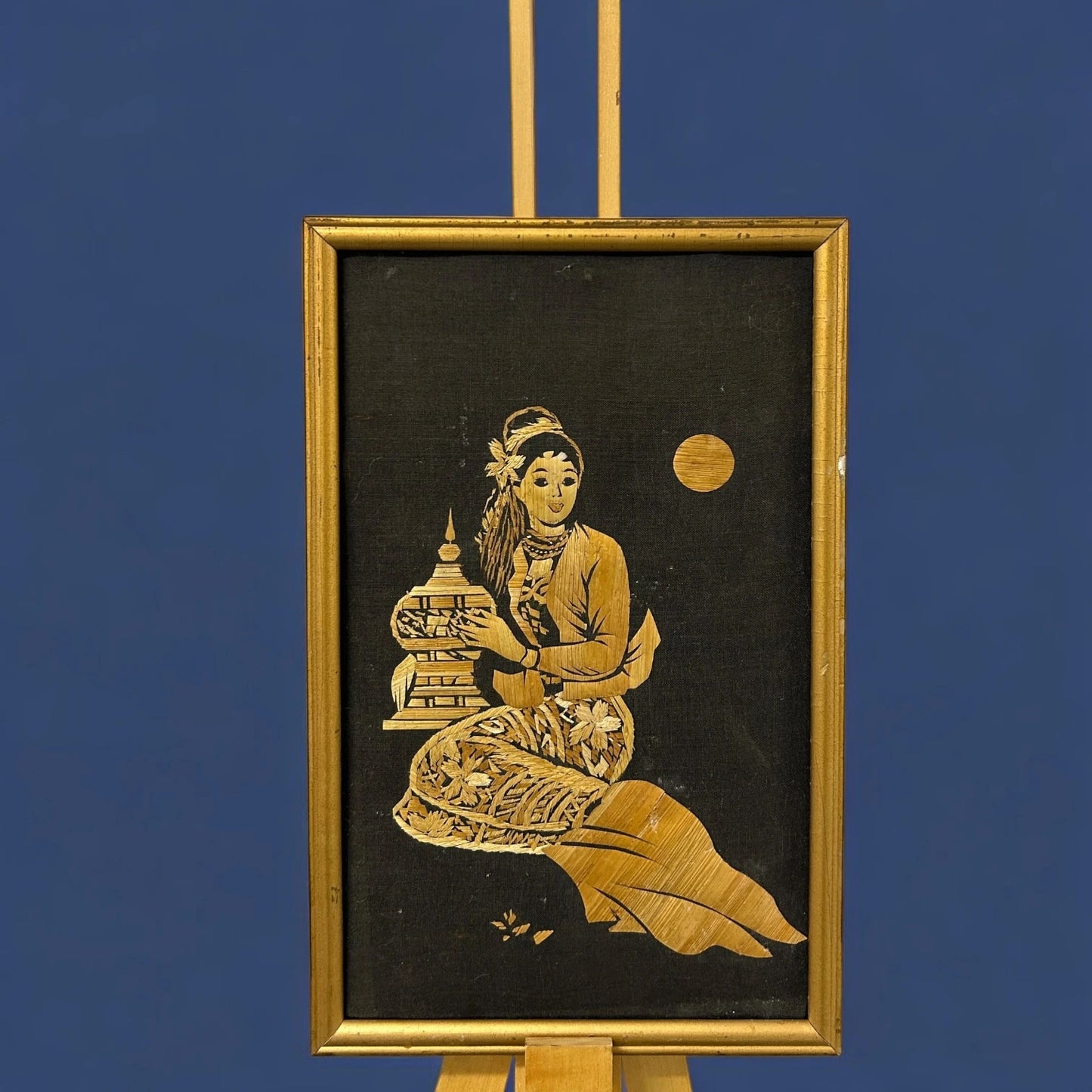 Mid Century Indian Wood Marquetry Picture Frame