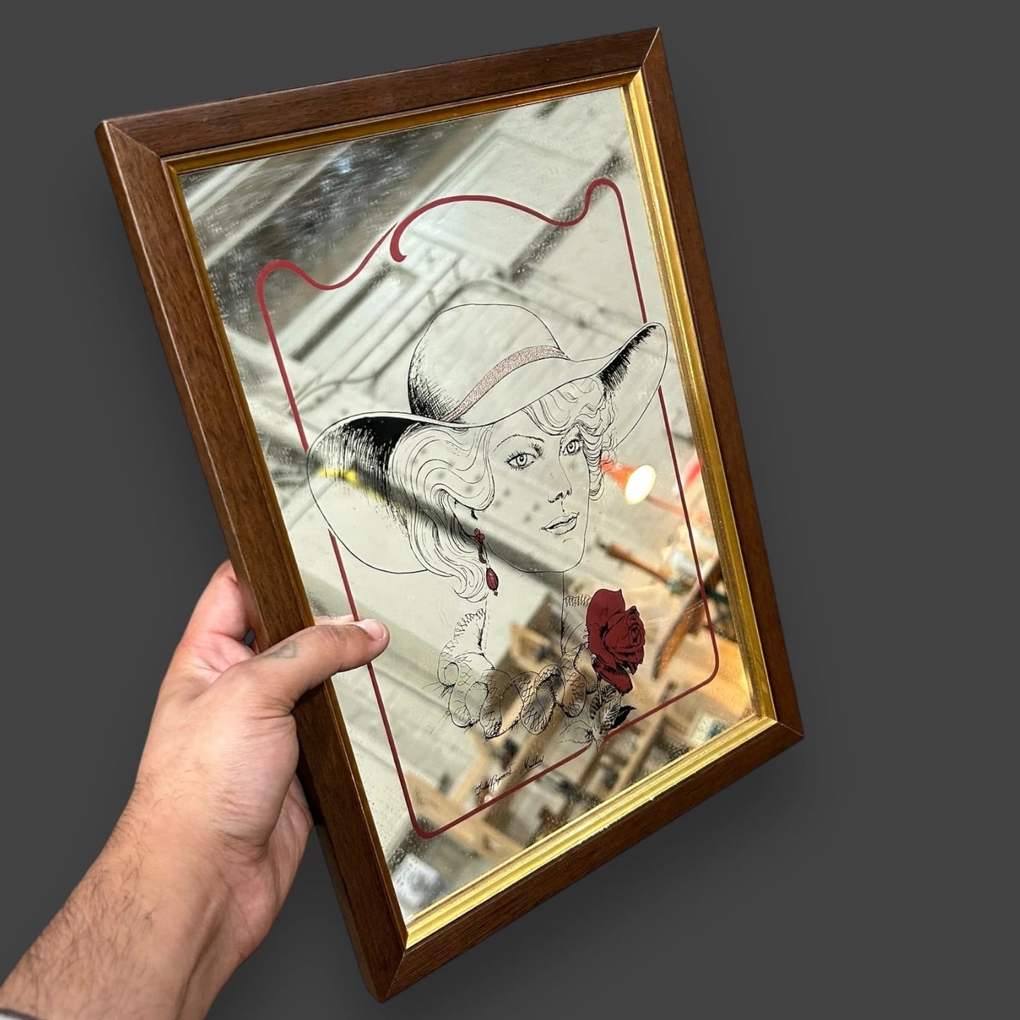 Vintage 1960s Art Deco Lady Mirror