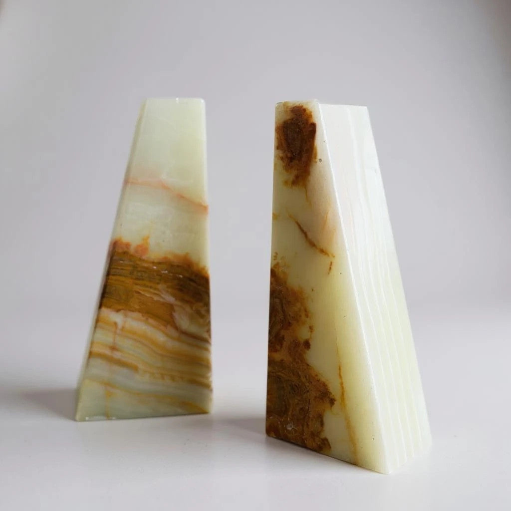 Mid Century Modern Onyx Marble Bookends