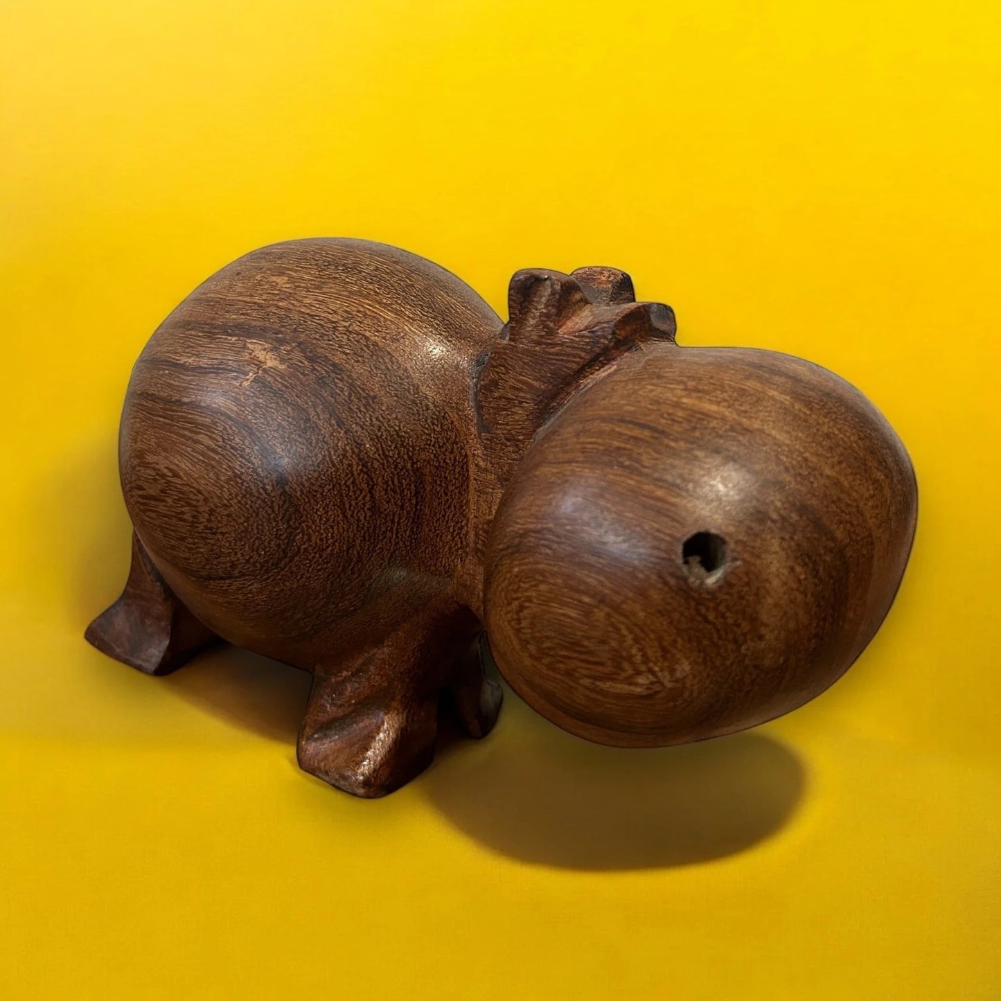 Mid century carved wood hippo sculpture