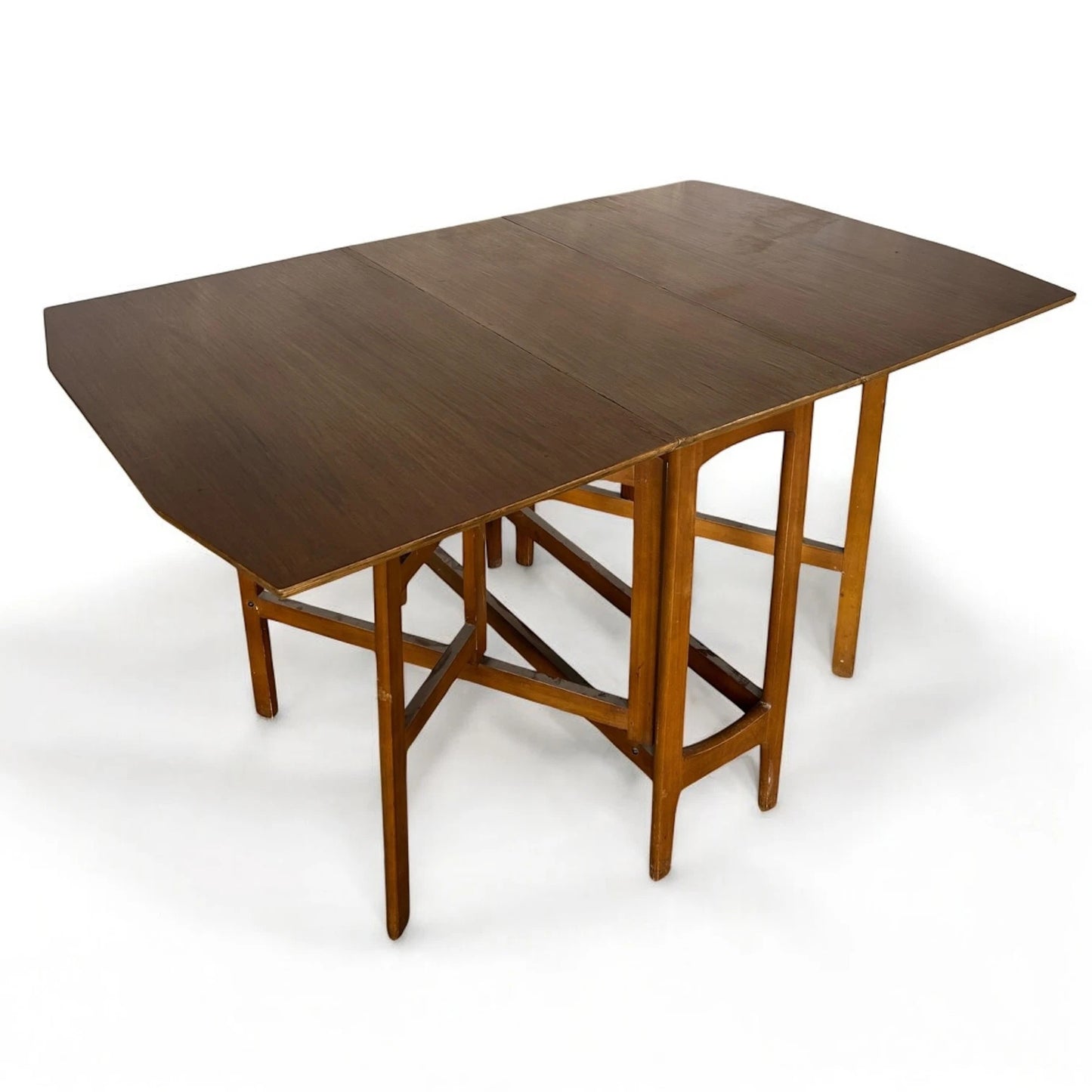 Mid Century Modern Teak Wood Drop Leaf Extending Dining Table