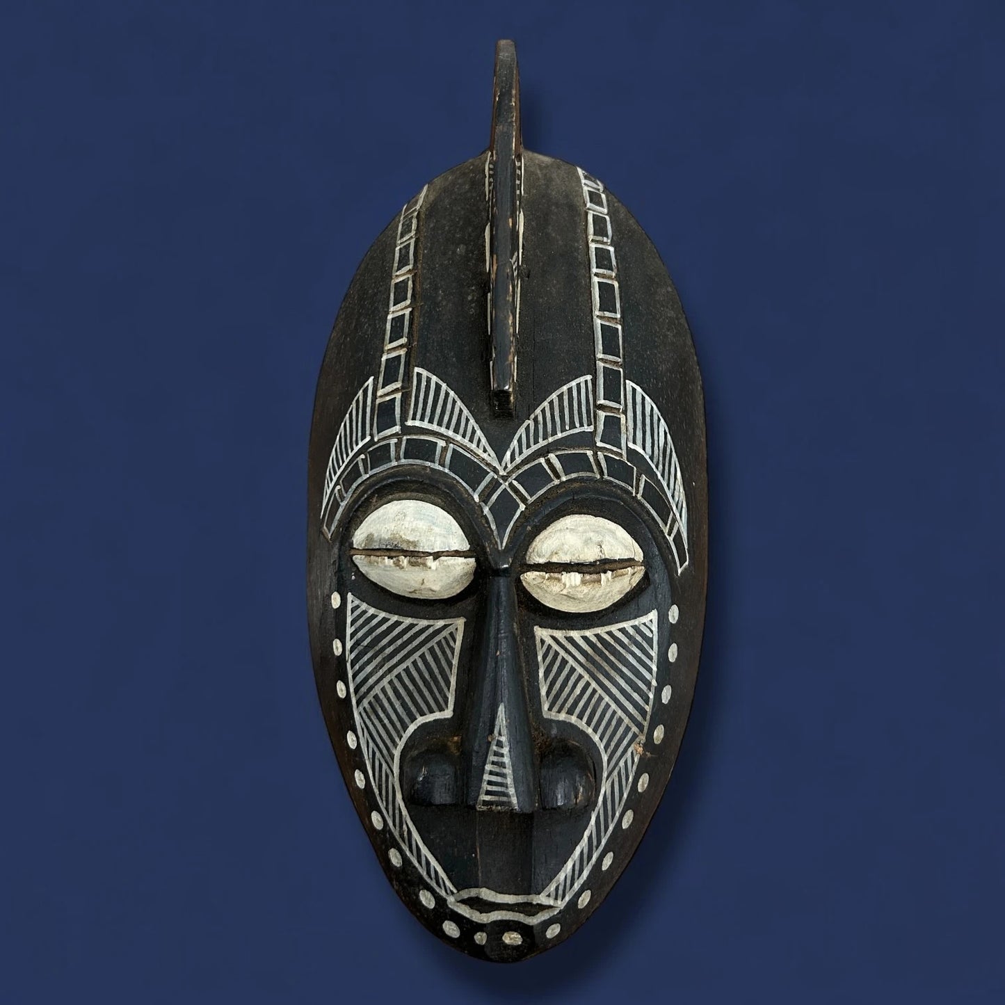 Mid Century African Carved Wood Wall Mask