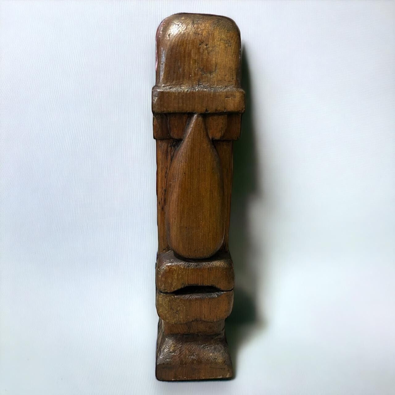 Vintage 1970s Easter Island Head Wood Statue