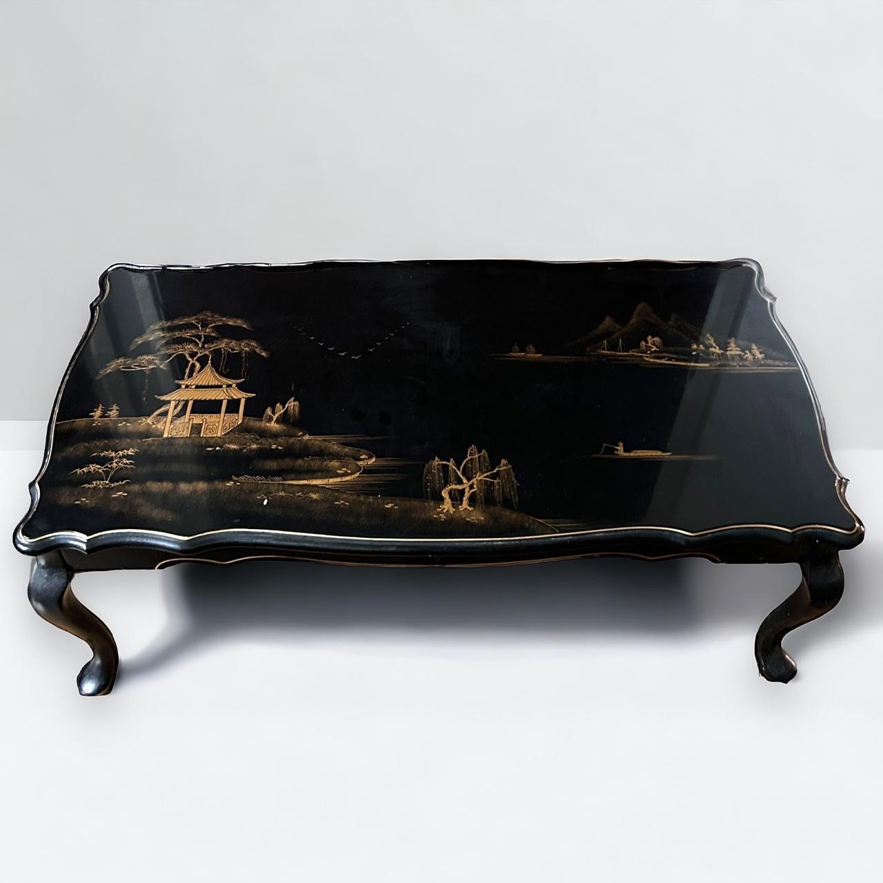 Antique Chinese Lacquered Chinoiserie Coffee Table