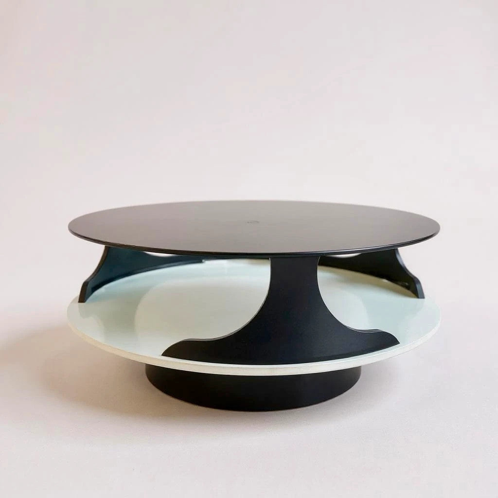 Mid Century Modern Space Age Italian Smoked Glass Round Coffee Table