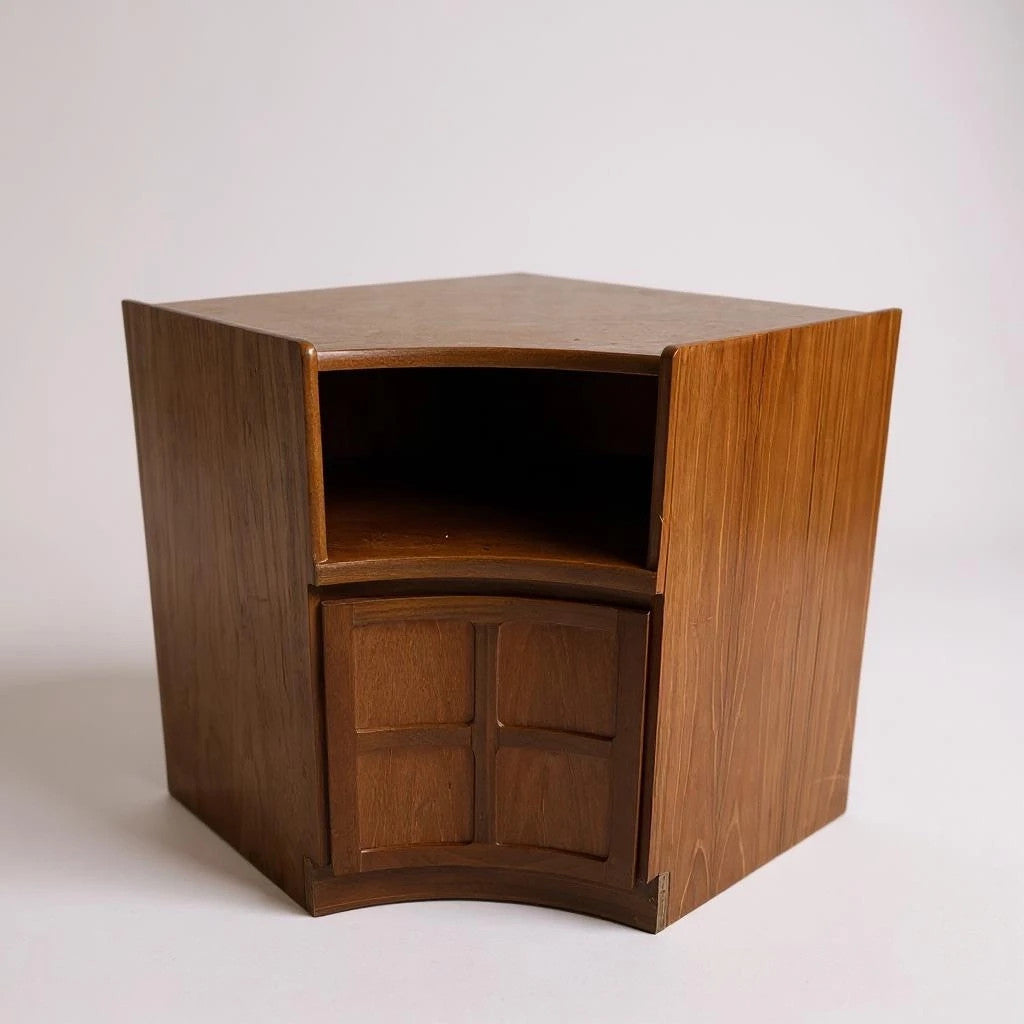 Mid Century Modern Nathan Squares Panelling Teak Corner Cabinet