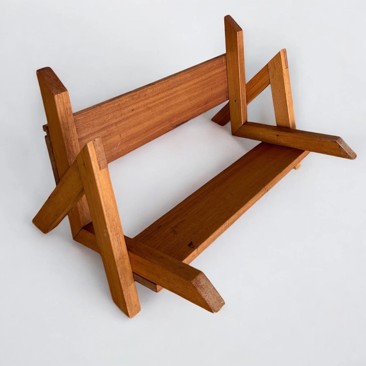 Mid Century Teak Wood Bookshelf Trough