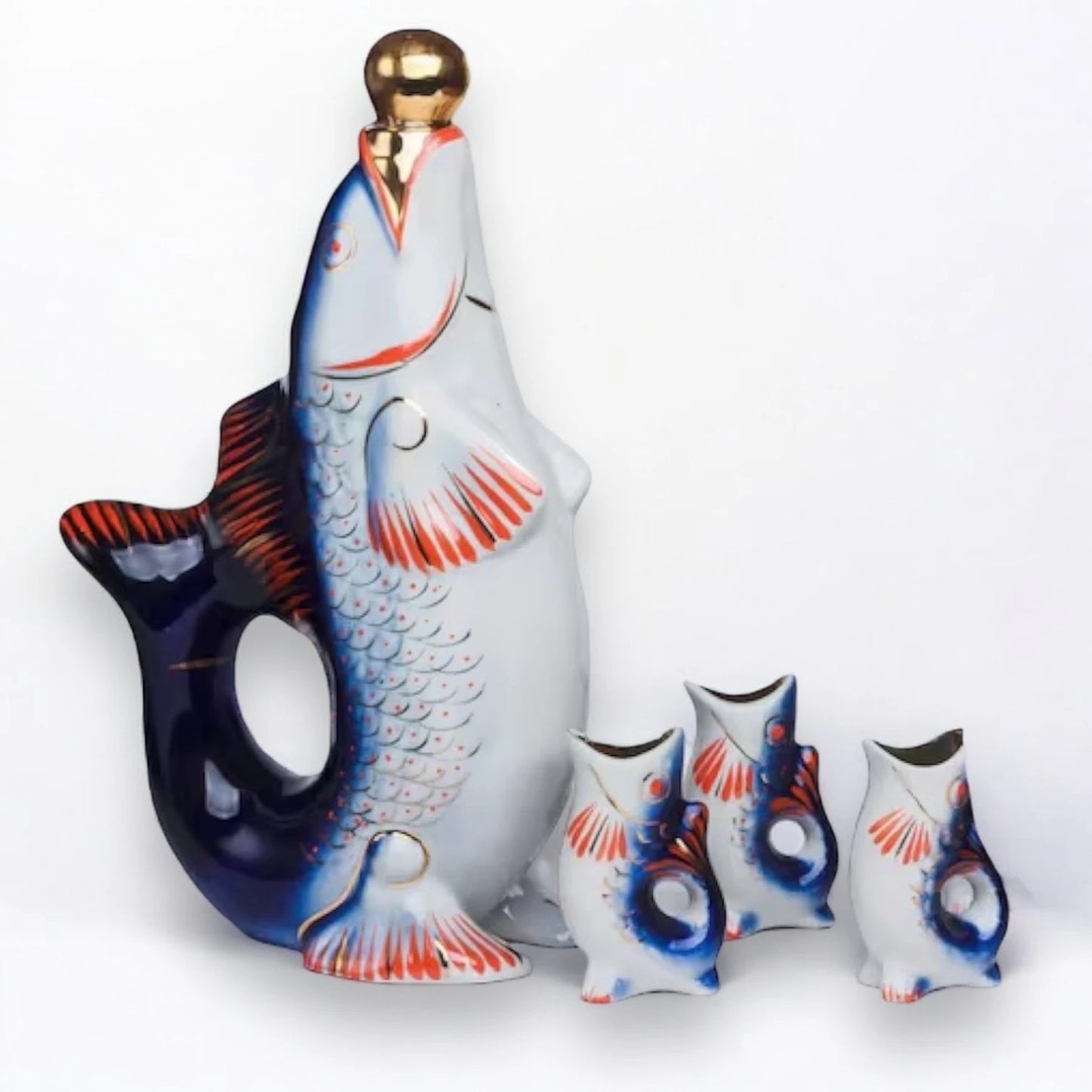 Vintage 1970s USSR Fish Decanter Set