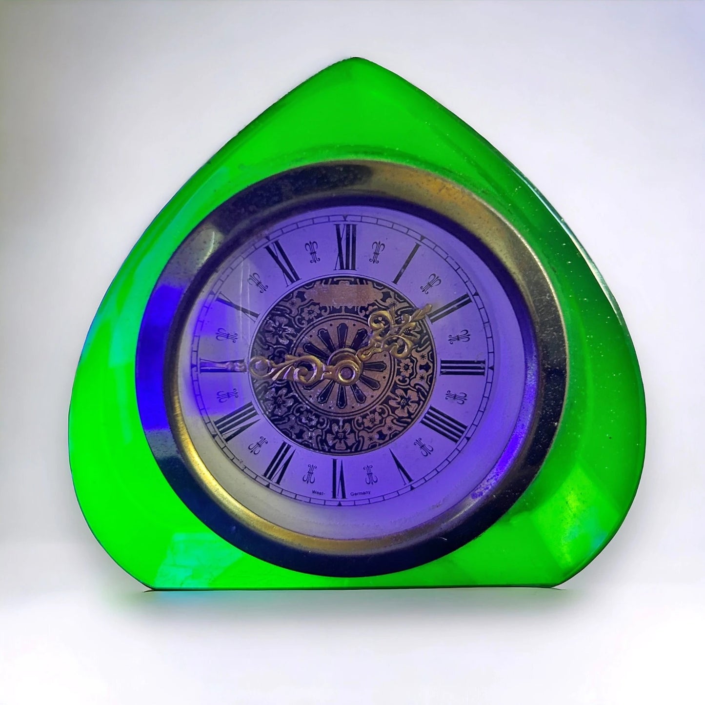Art Deco Green Uranium Glass Table Clock