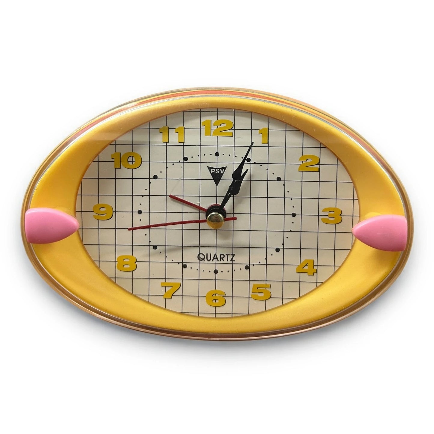 Vintage 90s Pink and Yellow Alarm Clock