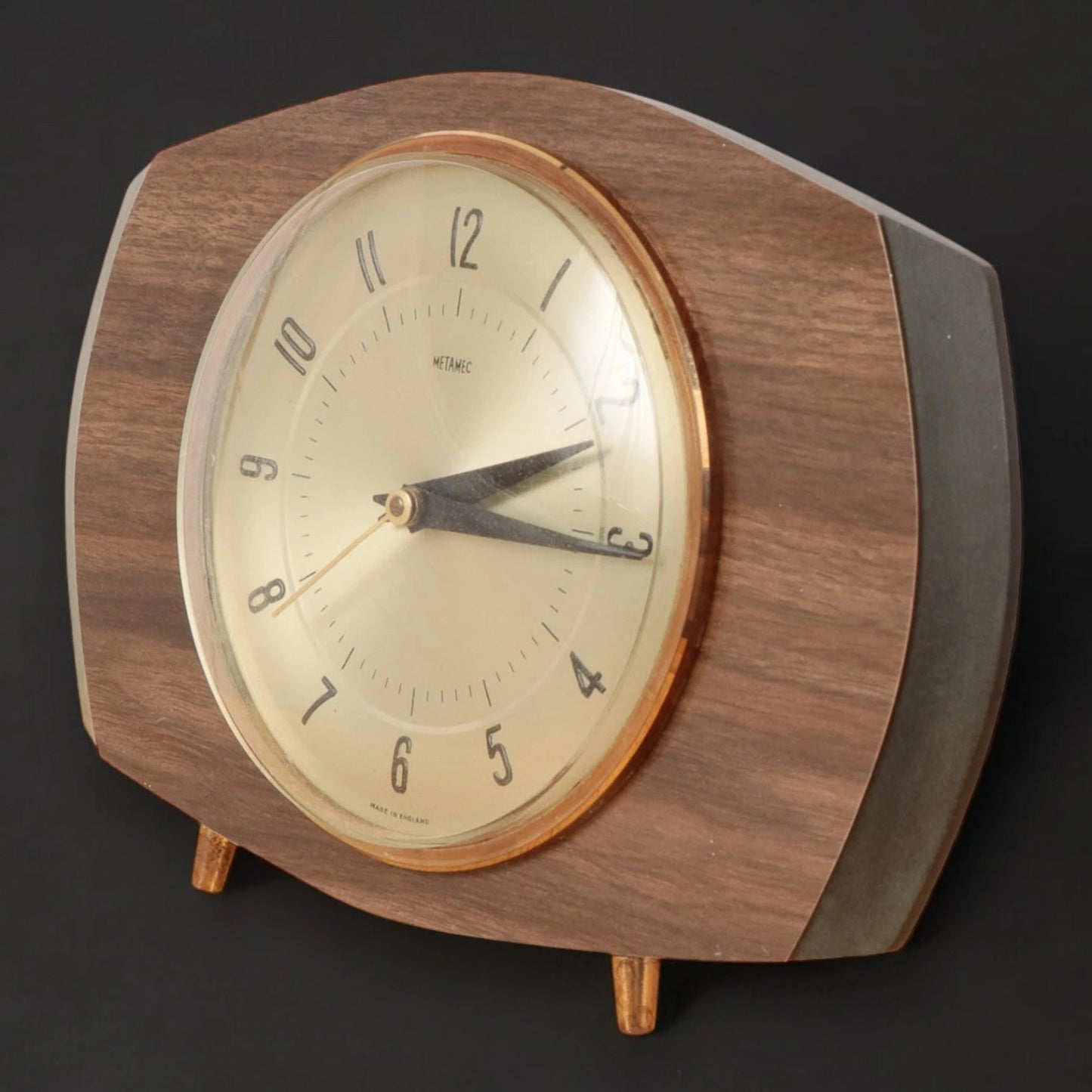 Mid Century Metamec Wood Table Clock