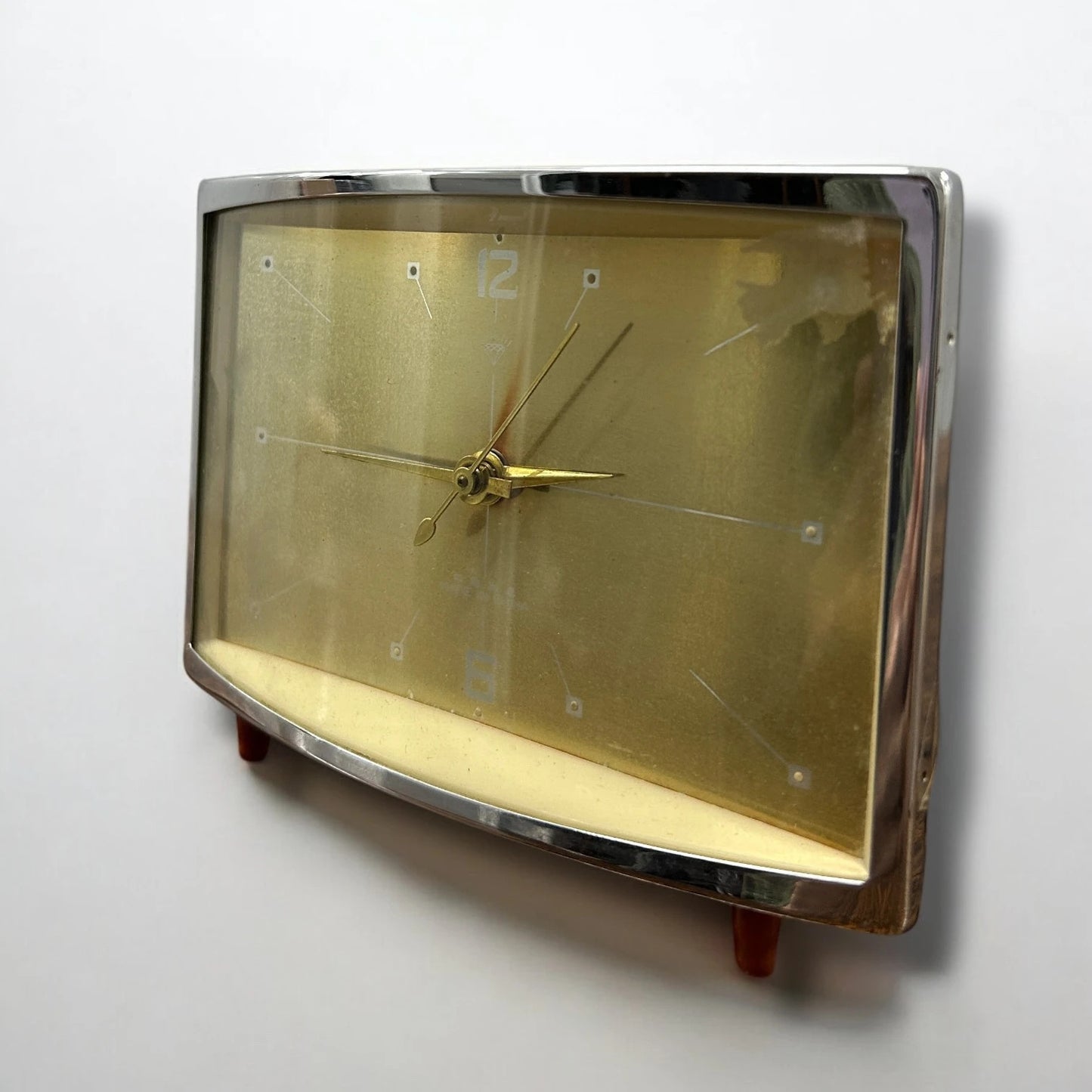 Mid Century Chinese Brass Table Clock