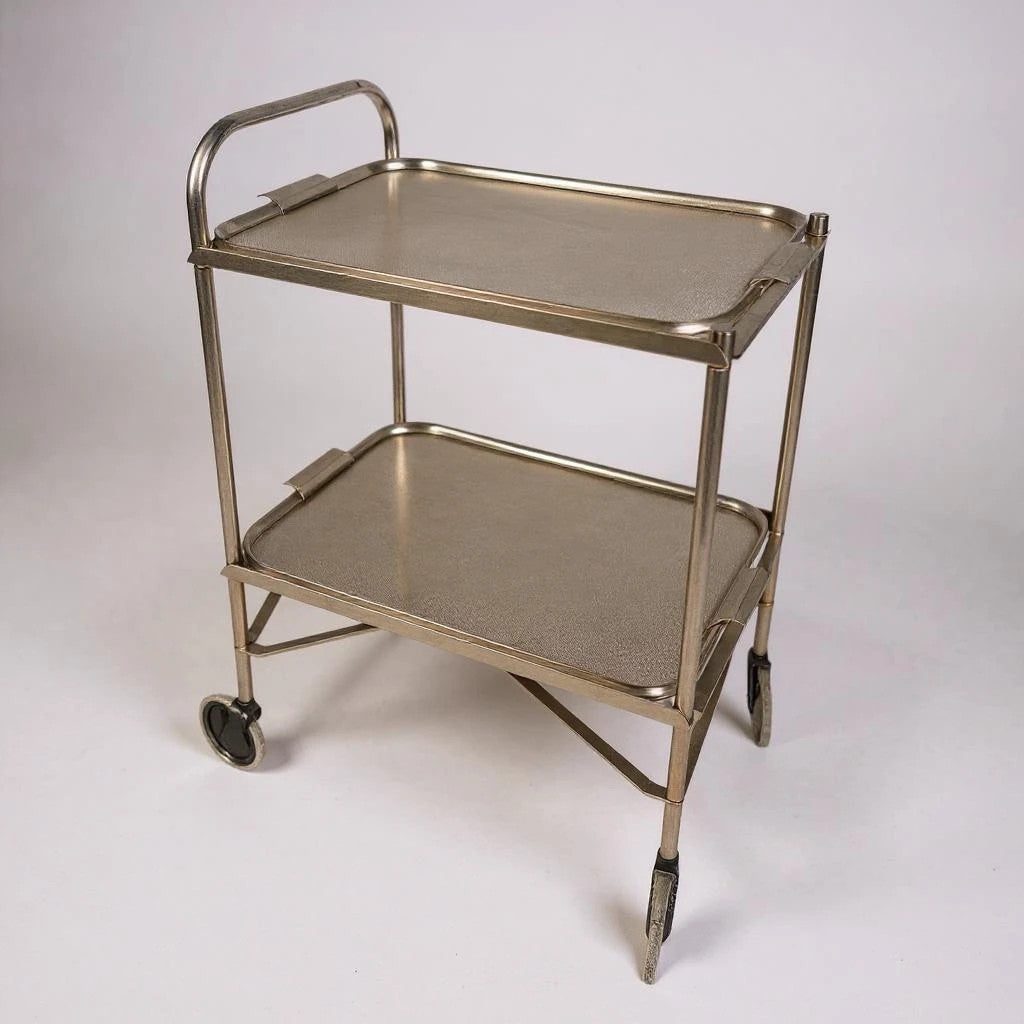 Mid Century Modern Metal Drinks Cart Serving Trolley