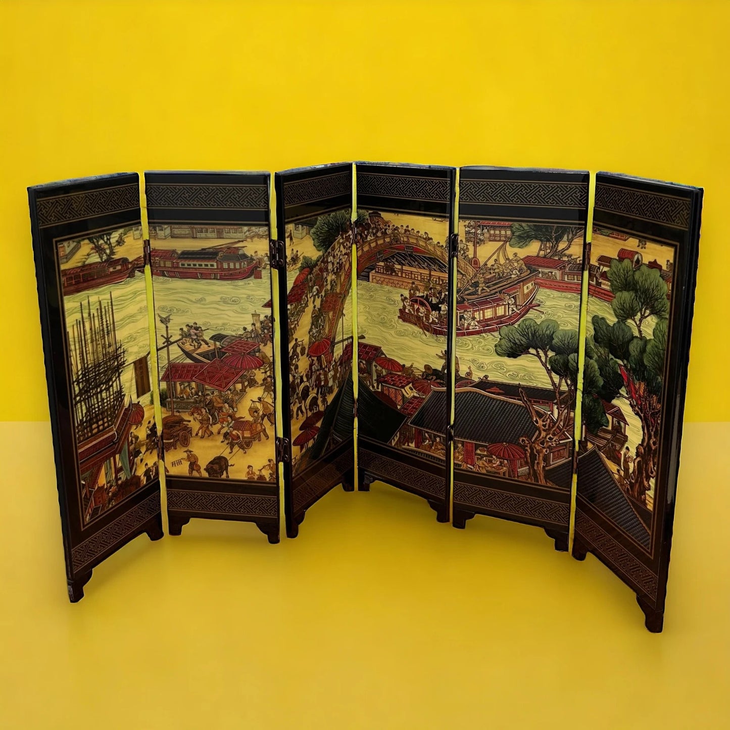 Vintage 1980s Chinese mini folding screen