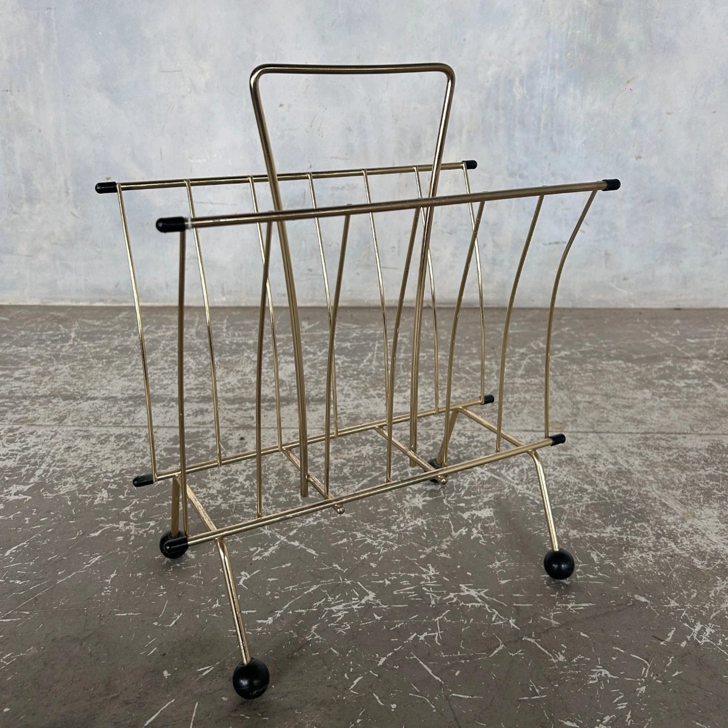 Mid Century Brass Atomic Magazine Rack